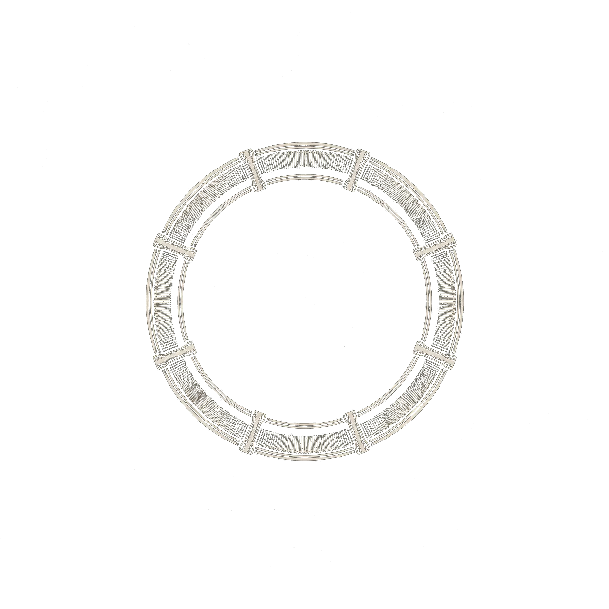 The Ring: an engraved brass ring with eight clasps, one of them gilt